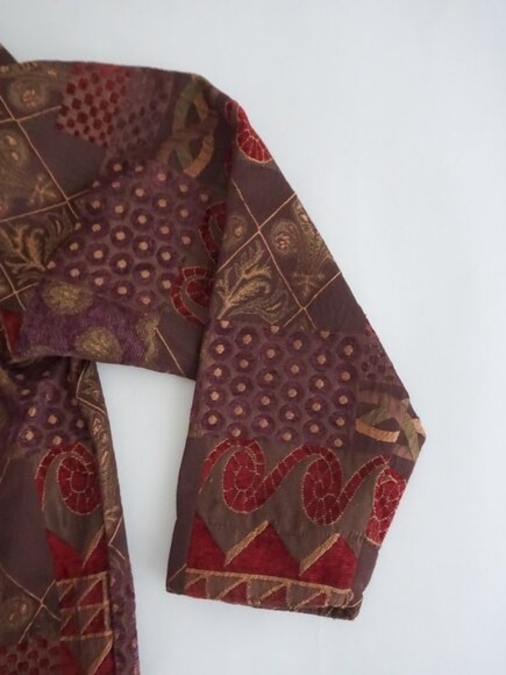 Abstract Geo Print Button-Up Jacket - Rust Red & Brown - Picture 2 of 5